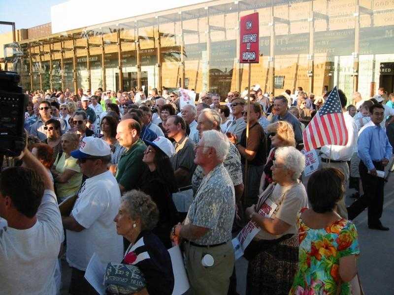 Protest: anti-airport rally at Saddleback Church